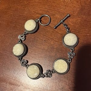 QVC Artisan Crafted Sterling Silver Carved Bone Bracelet